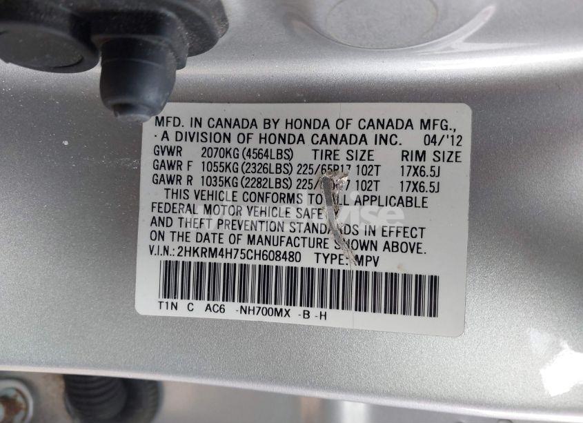 Photo 9 of 2012 Honda Cr-v EX-L (VIN 2HKRM4H75CH608480)