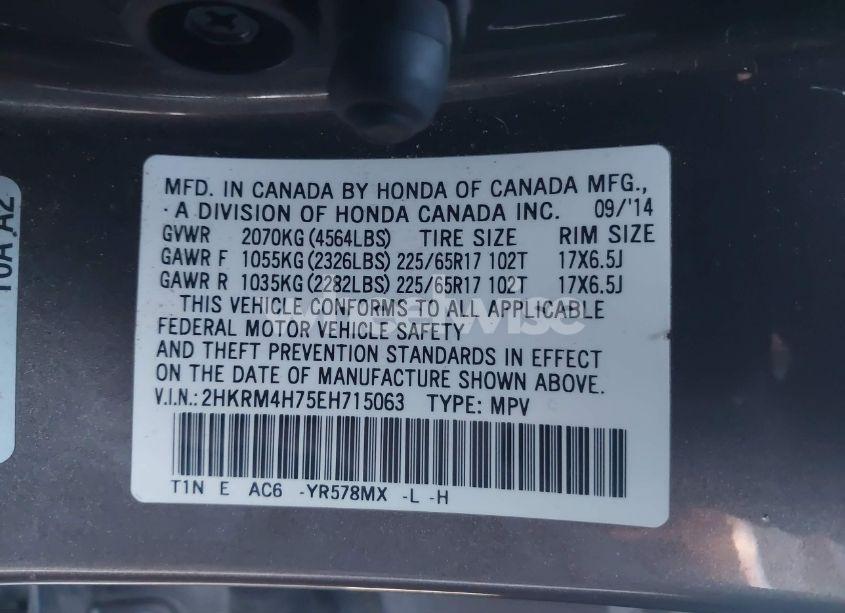 Photo 9 of 2014 Honda Cr-v EX-L (VIN 2HKRM4H75EH715063)