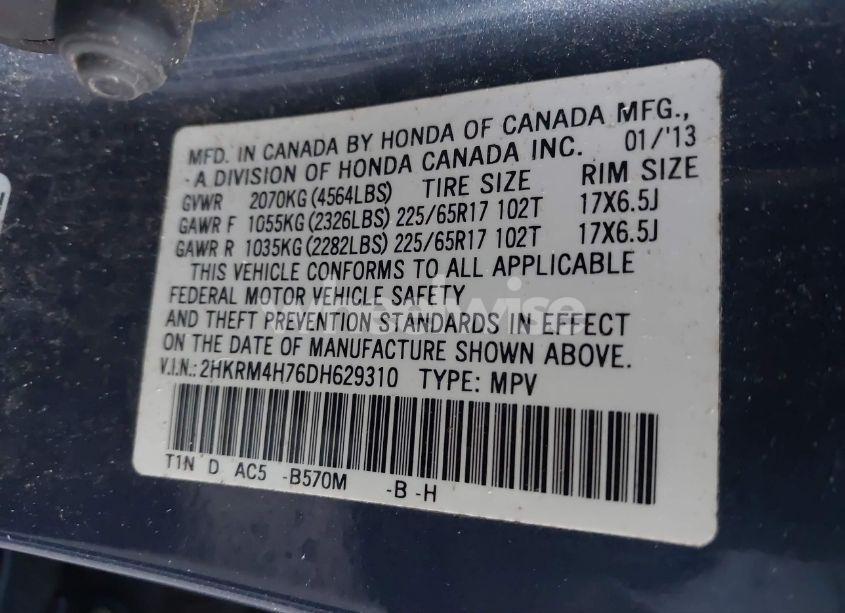 Photo 9 of 2013 Honda Cr-v EX-L (VIN 2HKRM4H76DH629310)