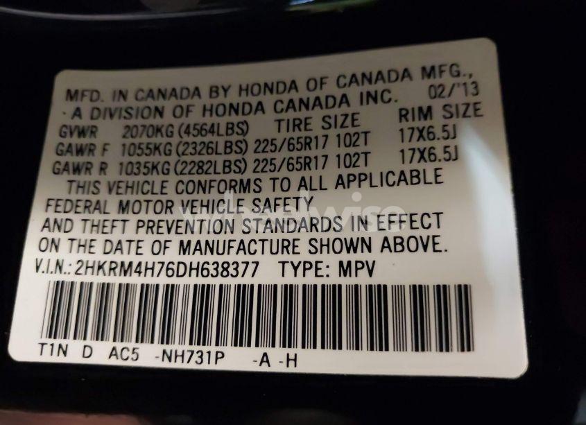 Photo 9 of 2013 Honda Cr-v EX-L (VIN 2HKRM4H76DH638377)