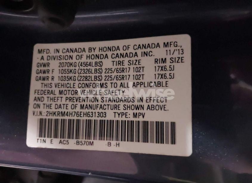 Photo 9 of 2014 Honda Cr-v EX-L (VIN 2HKRM4H76EH631303)