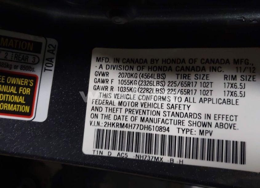 Photo 9 of 2013 Honda Cr-v EX-L (VIN 2HKRM4H77DH610894)