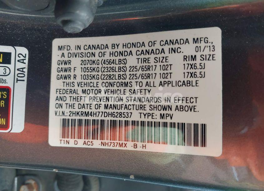 Photo 9 of 2013 Honda Cr-v EX-L (VIN 2HKRM4H77DH628537)