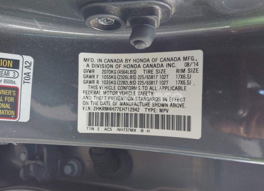 Photo 9 of 2014 Honda Cr-v EX-L (VIN 2HKRM4H77EH712942)
