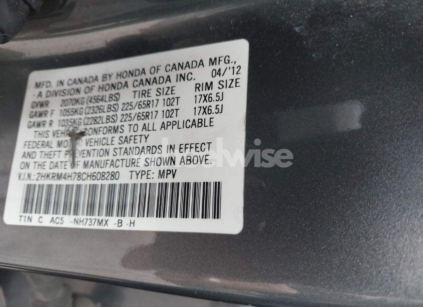 Photo 9 of 2012 Honda Cr-v EX-L (VIN 2HKRM4H78CH608280)