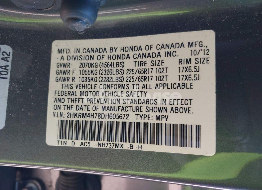 Photo 9 of 2013 Honda Cr-v EX-L (VIN 2HKRM4H78DH605672)