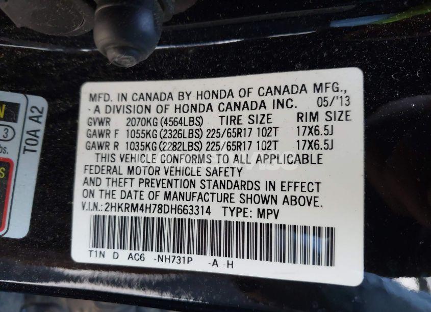 Photo 9 of 2013 Honda Cr-v EX-L (VIN 2HKRM4H78DH663314)