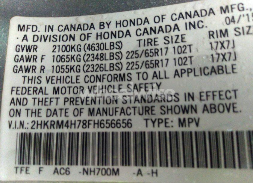 Photo 9 of 2015 Honda Cr-v EX-L (VIN 2HKRM4H78FH656656)