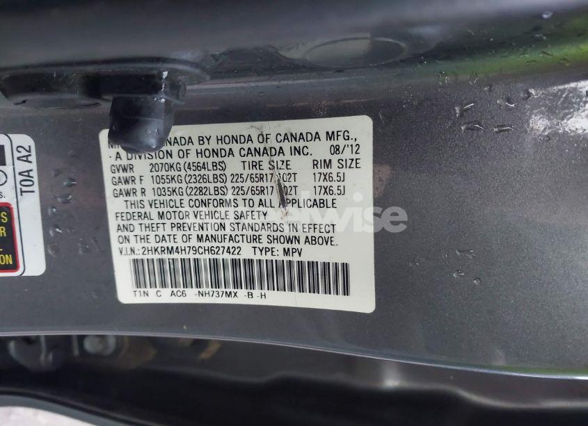 Photo 9 of 2012 Honda Cr-v EX-L (VIN 2HKRM4H79CH627422)