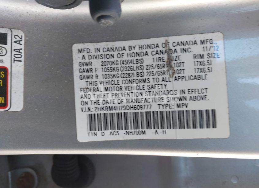 Photo 9 of 2013 Honda Cr-v EX-L (VIN 2HKRM4H79DH609777)