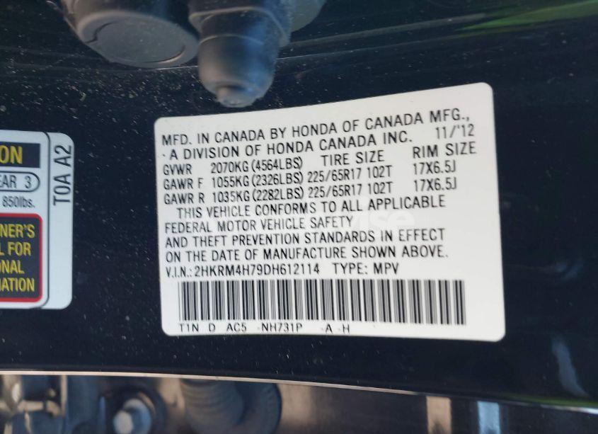 Photo 9 of 2013 Honda Cr-v EX-L (VIN 2HKRM4H79DH612114)