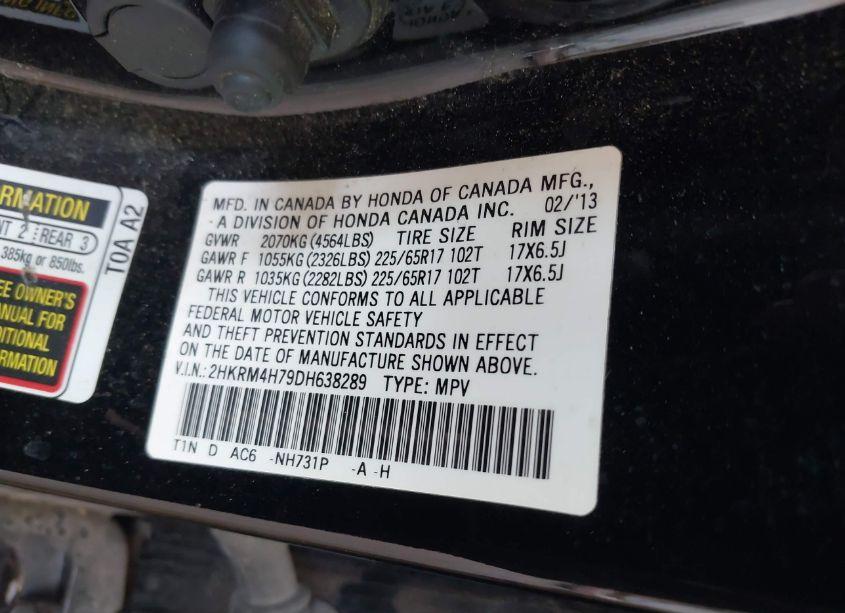 Photo 9 of 2013 Honda Cr-v EX-L (VIN 2HKRM4H79DH638289)