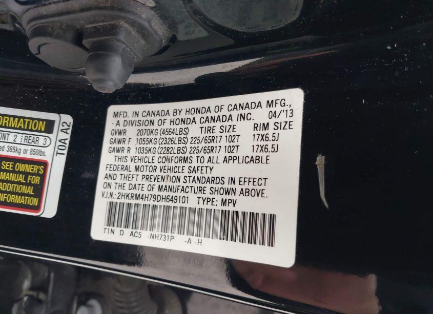 Photo 9 of 2013 Honda Cr-v EX-L (VIN 2HKRM4H79DH649101)