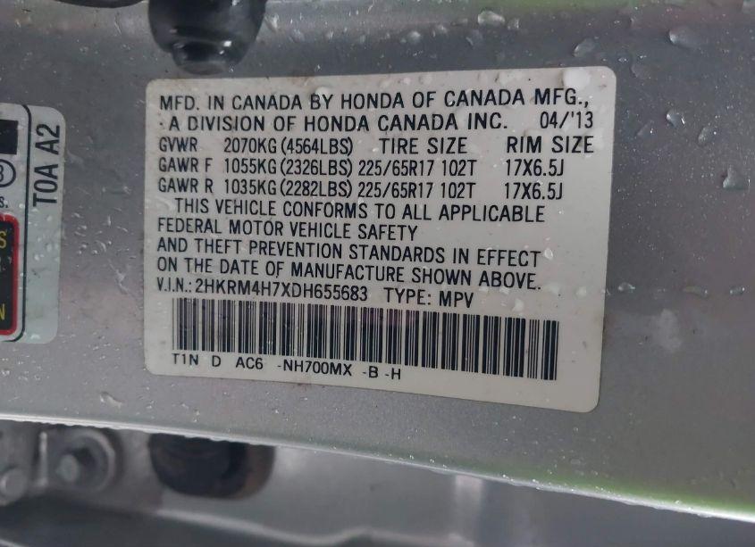 Photo 9 of 2013 Honda Cr-v EX-L (VIN 2HKRM4H7XDH655683)