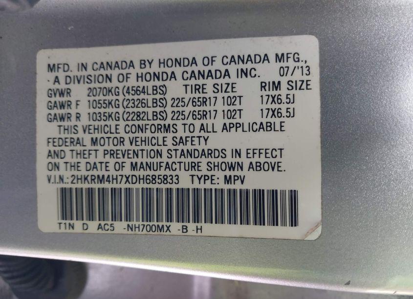 Photo 9 of 2013 Honda Cr-v EX-L (VIN 2HKRM4H7XDH685833)