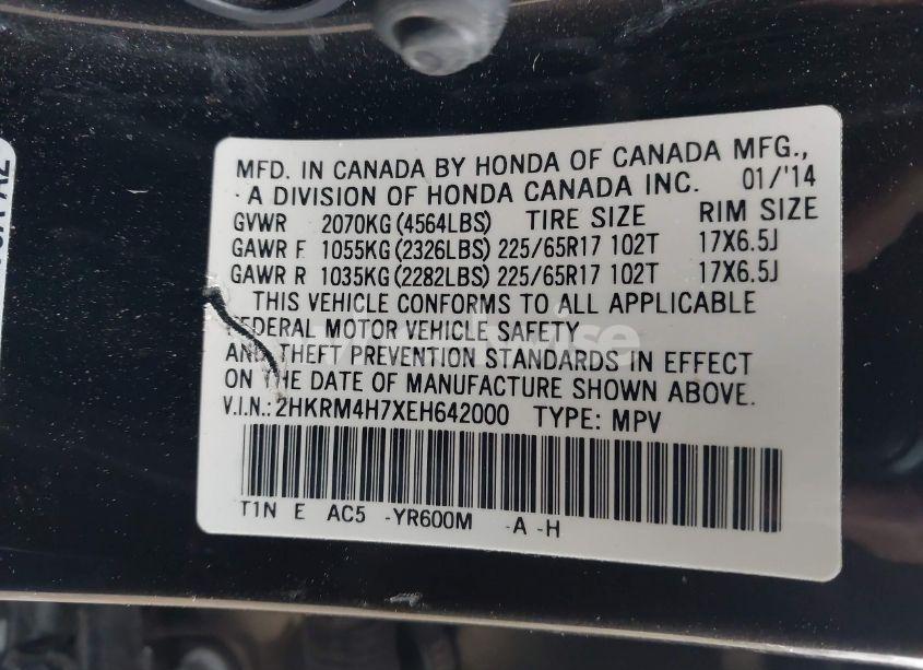 Photo 9 of 2014 Honda Cr-v EX-L (VIN 2HKRM4H7XEH642000)