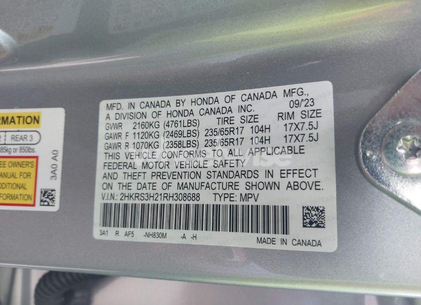 Photo 9 of 2024 Honda Cr-v LX 2WD (VIN 2HKRS3H21RH308688)
