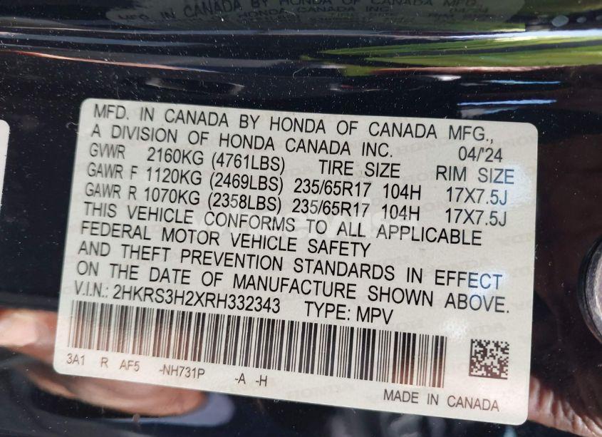 Photo 9 of 2024 Honda Cr-v LX 2WD (VIN 2HKRS3H2XRH332343)