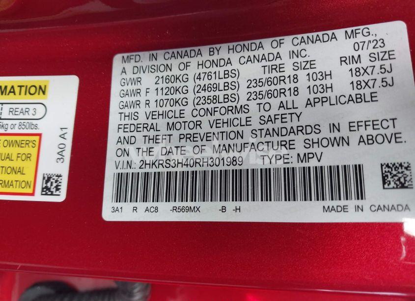 Photo 9 of 2024 Honda Cr-v EX 2WD (VIN 2HKRS3H40RH301989)