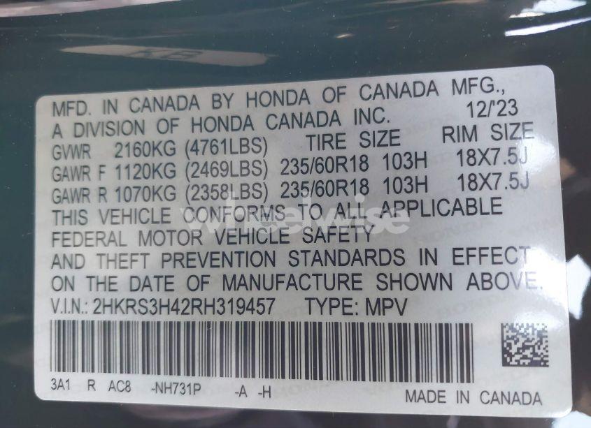 Photo 9 of 2024 Honda Cr-v EX 2WD (VIN 2HKRS3H42RH319457)