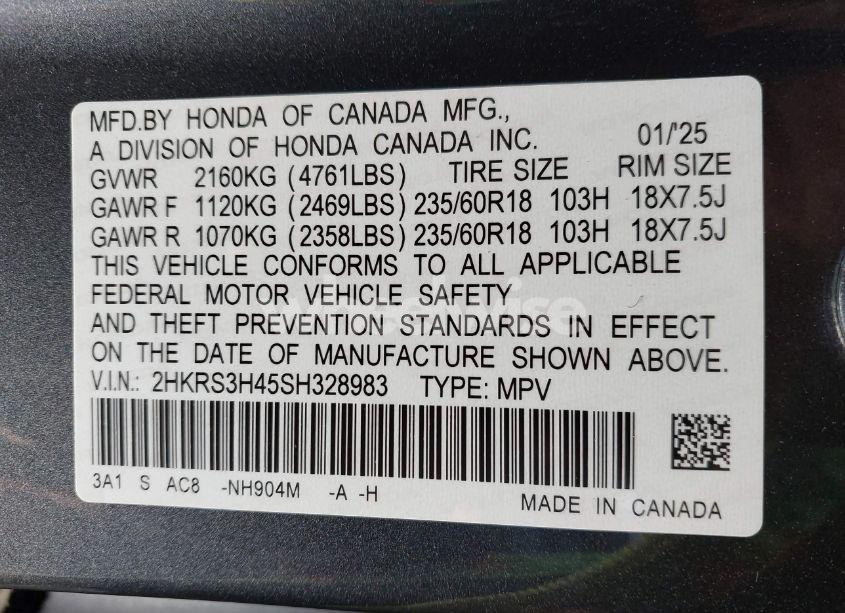 Photo 9 of 2025 Honda Cr-v EX 2WD (VIN 2HKRS3H45SH328983)