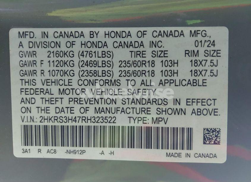 Photo 9 of 2024 Honda Cr-v EX 2WD (VIN 2HKRS3H47RH323522)