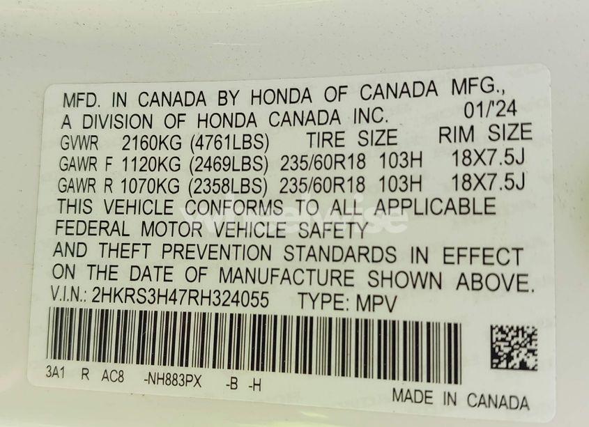 Photo 9 of 2024 Honda Cr-v EX 2WD (VIN 2HKRS3H47RH324055)