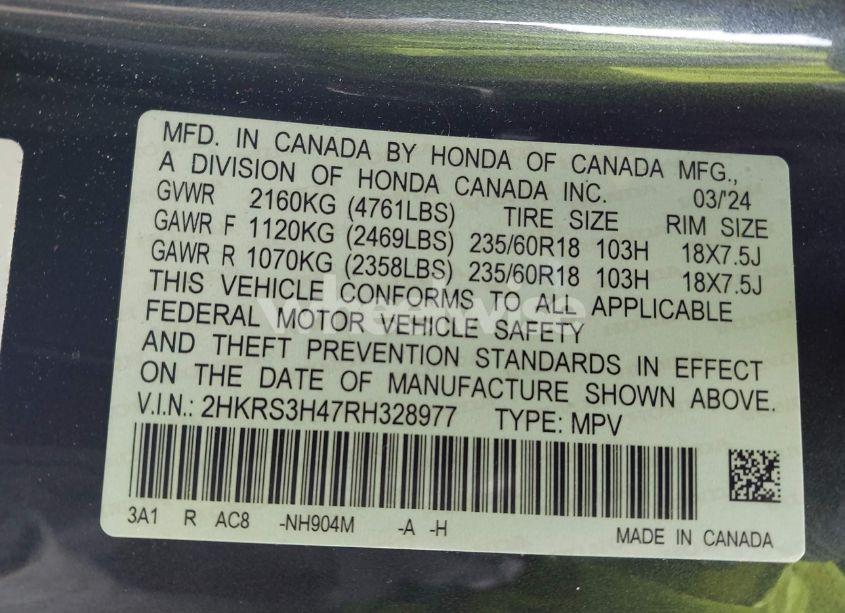 Photo 9 of 2024 Honda Cr-v EX 2WD (VIN 2HKRS3H47RH328977)