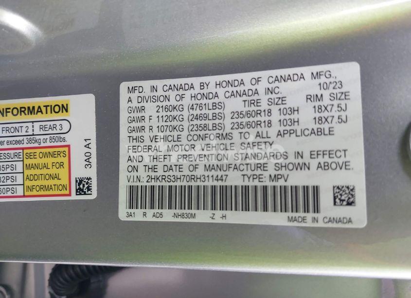 Photo 9 of 2024 Honda Cr-v EX-L 2WD (VIN 2HKRS3H70RH311447)