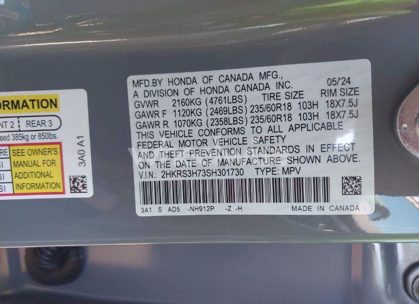 Photo 9 of 2025 Honda Cr-v EX-L 2WD (VIN 2HKRS3H73SH301730)