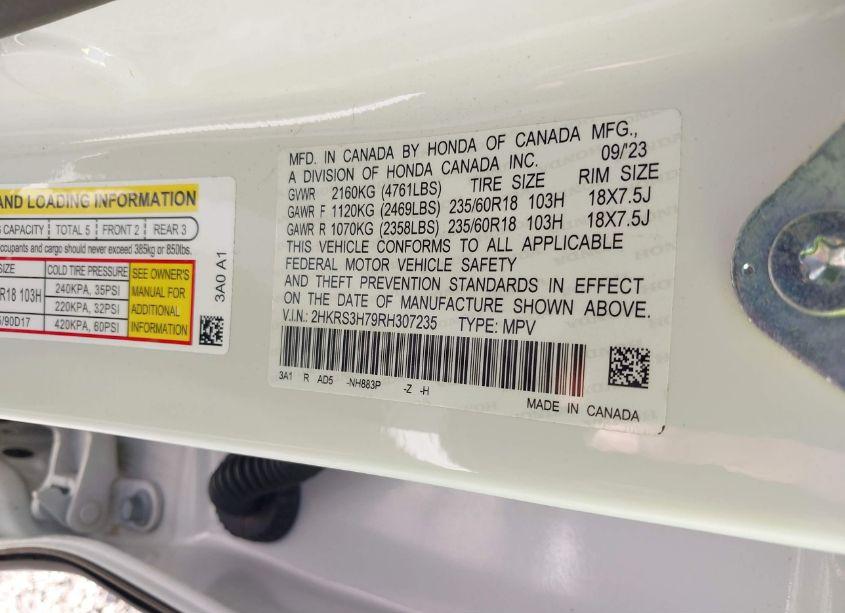 Photo 9 of 2024 Honda Cr-v EX-L 2WD (VIN 2HKRS3H79RH307235)