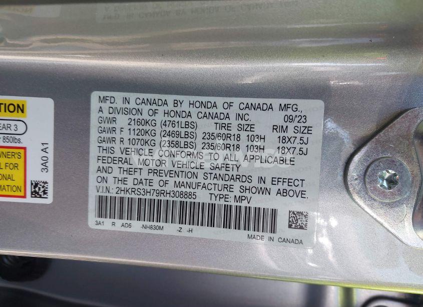 Photo 9 of 2024 Honda Cr-v EX-L 2WD (VIN 2HKRS3H79RH308885)