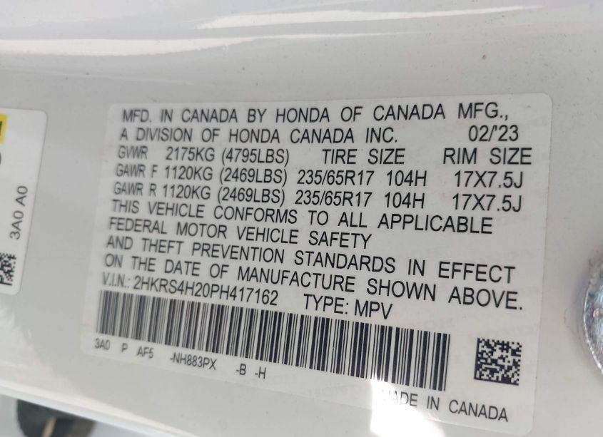 Photo 9 of 2023 Honda Cr-v LX AWD (VIN 2HKRS4H20PH417162)