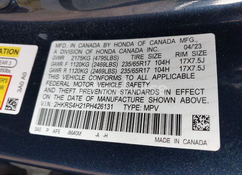 Photo 9 of 2023 Honda Cr-v LX AWD (VIN 2HKRS4H21PH426131)