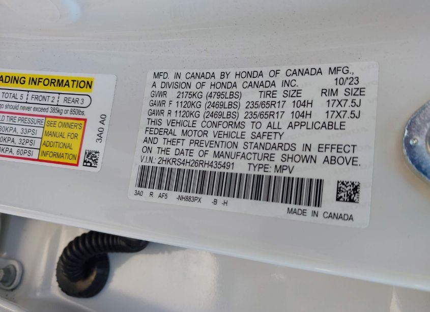 Photo 9 of 2024 Honda Cr-v LX AWD (VIN 2HKRS4H26RH435491)