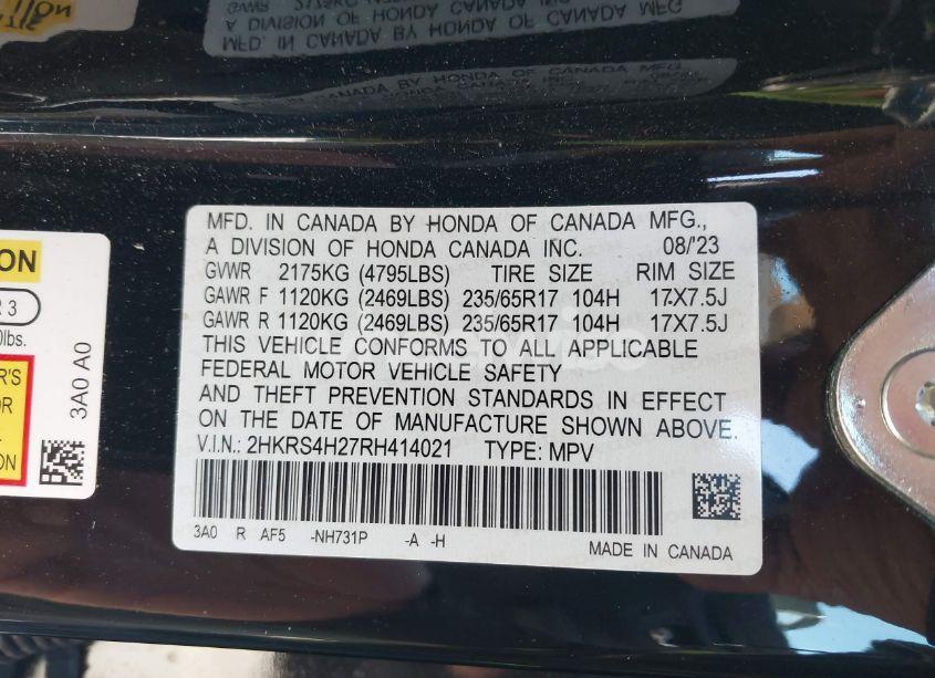 Photo 9 of 2024 Honda Cr-v LX AWD (VIN 2HKRS4H27RH414021)