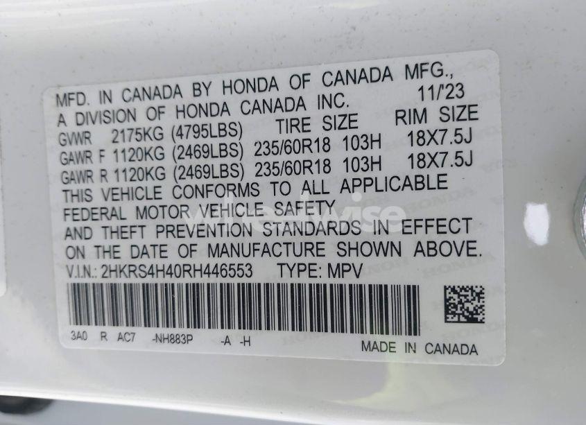 Photo 9 of 2024 Honda Cr-v EX AWD (VIN 2HKRS4H40RH446553)