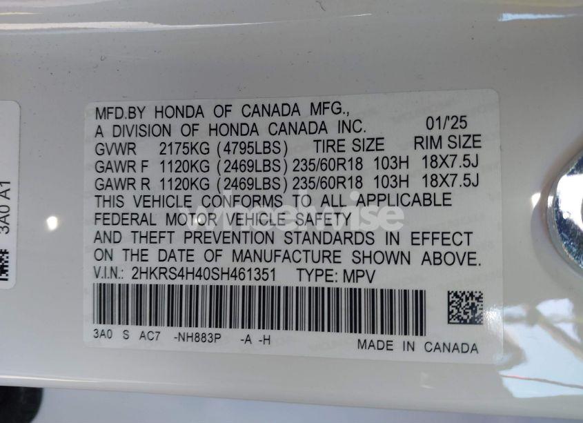 Photo 9 of 2025 Honda Cr-v EX AWD (VIN 2HKRS4H40SH461351)