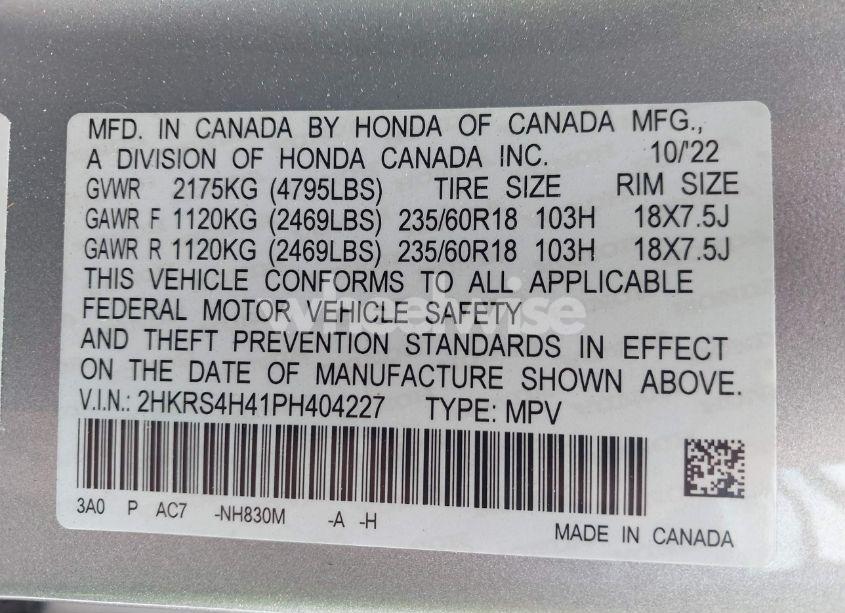 Photo 9 of 2023 Honda Cr-v EX AWD (VIN 2HKRS4H41PH404227)