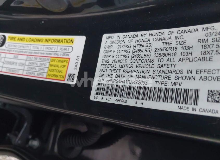 Photo 9 of 2024 Honda Cr-v EX AWD (VIN 2HKRS4H41RH472093)