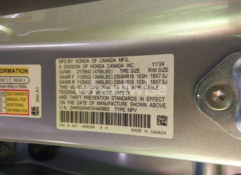 Photo 9 of 2025 Honda Cr-v EX AWD (VIN 2HKRS4H41SH443862)