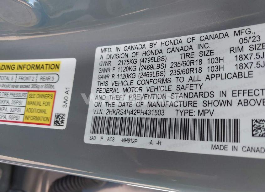 Photo 9 of 2023 Honda Cr-v EX AWD (VIN 2HKRS4H42PH431503)