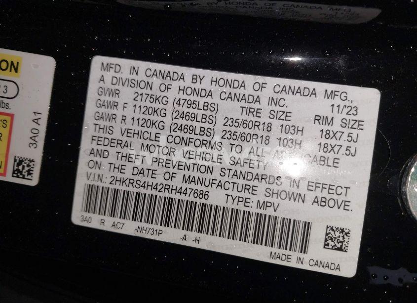 Photo 9 of 2024 Honda Cr-v EX AWD (VIN 2HKRS4H42RH447686)