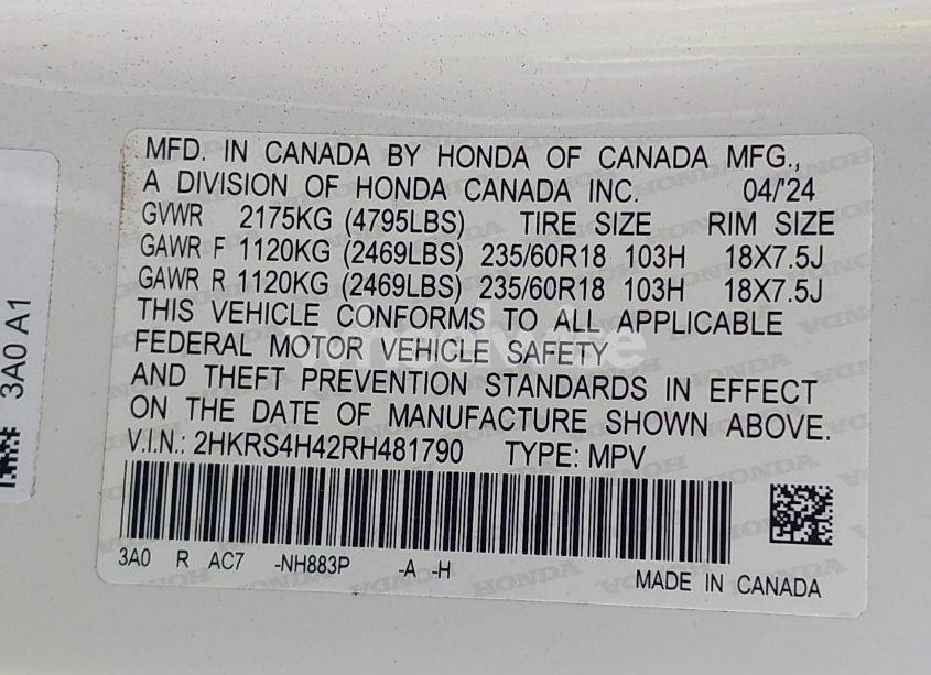 Photo 9 of 2024 Honda Cr-v EX AWD (VIN 2HKRS4H42RH481790)