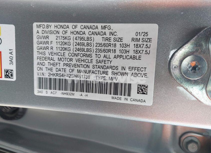 Photo 9 of 2025 Honda Cr-v EX AWD (VIN 2HKRS4H42SH461738)