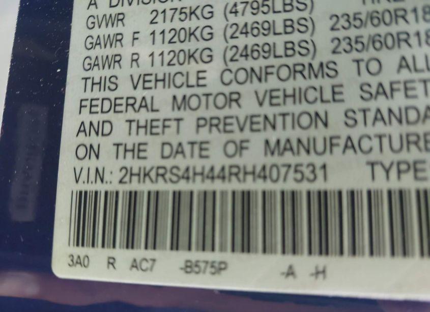 Photo 9 of 2024 Honda Cr-v EX AWD (VIN 2HKRS4H44RH407531)