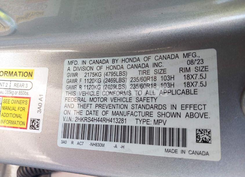 Photo 9 of 2024 Honda Cr-v EX AWD (VIN 2HKRS4H44RH413281)