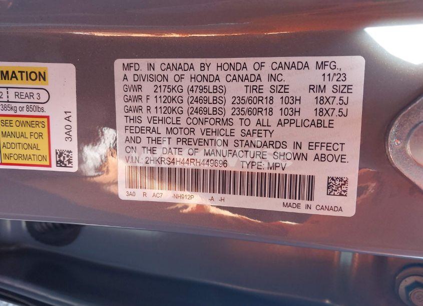 Photo 9 of 2024 Honda Cr-v EX AWD (VIN 2HKRS4H44RH449696)