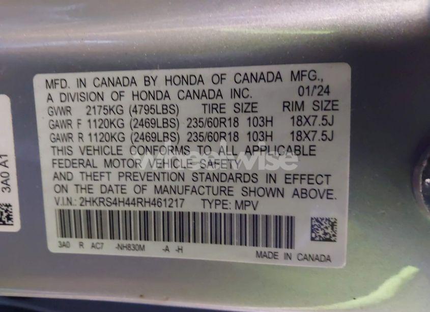 Photo 9 of 2024 Honda Cr-v EX AWD (VIN 2HKRS4H44RH461217)