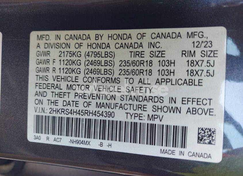 Photo 9 of 2024 Honda Cr-v EX AWD (VIN 2HKRS4H45RH454390)